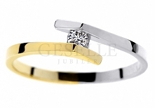 Wz 451 Pierścionek zaręczynowy z dwukolorowego złota z brylantem 0,05 ct - GRAWER W PREZENCIE - kolekcja GESELLE Jubiler