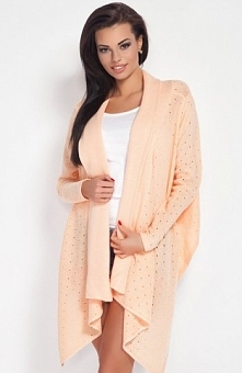 Fobya F190 narzutka morelowy Kobieca narzutka, luźny krój, niezapinana