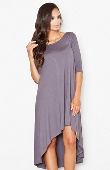 Figl M392 sukienka ciemnoszara Niebanalna sukienka, komfortowy fason, luźny krój