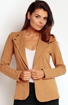 Nommo NA86 żakiet karmelowy  Świetny żakiet damski, wykonany z miękkiej bawełny, długi rękaw