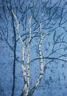 Obraz brzozy. Batik