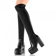 MUSZKIETERKI MODNE STRECZ I LAKIER SZEROKI SŁUPEK