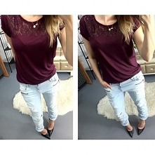 Bluzka z koronką - bordowa - 24,99zł - klik w zdjecie