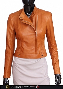 Ramoneska skórzana damska INS080 - kolor CAMEL