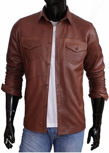 Koszula ze skóry naturalnej w kolorze brązowym. KLIKNIJ W ZDJĘCIE PO WIĘCEJ INFORMACJI.