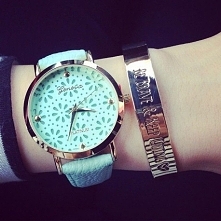 Zegarek podwójna tarcza koronka MIĘTA - 20,99zł - klik w zdjecie