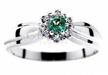 WZ 269 Pierścionek zaręczynowy z białego złota ze szmaragdem i brylantami - GRAWER W PREZENCIE kolekcja GESELLE Jubiler