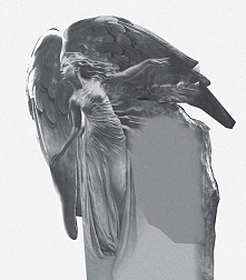 Rzeźba nagrobna w kamieniu. Projekt rzeźby. Anioł. Autor: Rafał Namiota, Lublin.