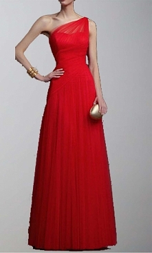 Red One Shoulder Aline Tull...
