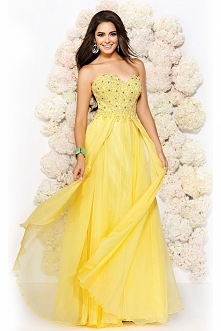 Floor Length 2015 Beads A-line Prom Dress