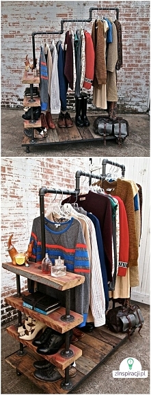 Wieszak z resztek remontowych - rurki, deski...