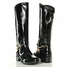 KALOSZE - CZARNE BŁYSZCZĄCE ZE ZŁOTYMI DODATKAMI