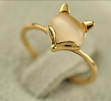 Pierścionek lisek - biały o...