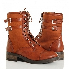 BOTKI - BRĄZOWE WIĄZANE WORKERY SREBRNE KLAMRY