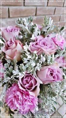 Fioletowe róże z szarymi do...