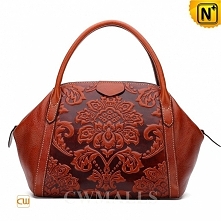 Floral Embossed Leather Hobo Handbag CW251173