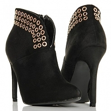 BOTKI W KOLORZE CZARNY SZPILKI ZE ZŁOTYMI KÓŁKAMI