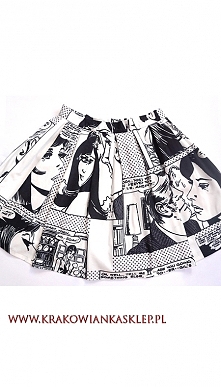 spódnica czarno biały komiks
