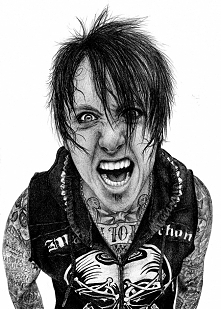 Jacoby Shaddix,
wokalista zespołu Papa Roach.

Mam w zwyczaju uwieczniać własnoręcznie artystów, których podziwiam. Ten portret powstał z połączenia wielu ołówków, na kartce A4....