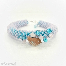 Turkusowa różowa bransoletka z koralików