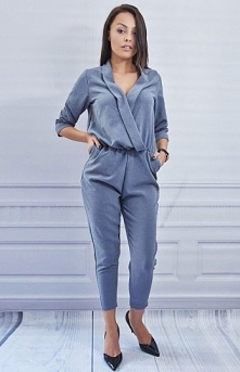 Milu MP21 kombinezon szary Modny kombinezon, rękaw 3/4, po bokach kieszenie