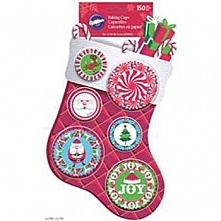 Papilotki do minimuffinów „świąteczna skarpeta" (150 sztuk)