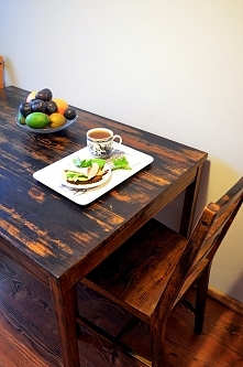 Stół po metamorfozie - zdjęcie przed na poprzedniej zszywce.