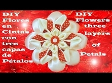 DIY kanzashi flores tres capas de pétalos - flowers kanzashi three layers of petals