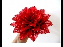 Moños flores nochebuena de navidad en cintas de organza brillante