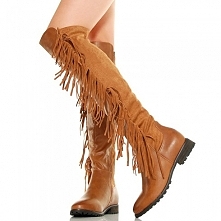 MUSZKIETERKI BRĄZOWE OFICERKI BOHO STYLE - FRĘDZLE