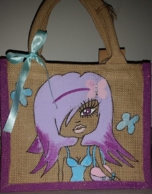 Mini ekologiczna torba o wymiarach : 
 26 x 22 x 14 cm
 Dodatki: biżuteria- cyrkonie.
 Cena: 30 zl