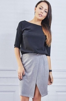 Milu MP24 spódnica szara Elegancka spódnica, wykonana z miękkiego zamszu, zapinana z tyłu na ozdobny zamek