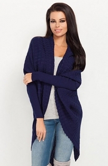 Fobya F213 sweter granat Modny sweter damski, niezapinany, luźny i swobodny fason