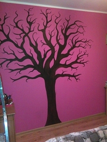 Właśnie skończyłam :). Zwykłą farba aktylową na tapecie.