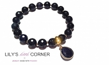 Jadeit, srebro pr. 925 pozłacane 24k złotem oraz lapis lazuli