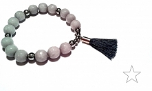 Szary jadeit z chwostem oraz onyksy