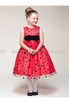 Red Dress Black Velvet Bow & Dots