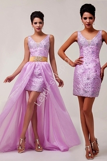 Suknia wieczorowa z kamieniami doczepiana spódnica