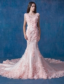 Glamour Różowa Suknia Ślubn...