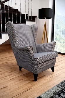 Fotel uszak w tkaninie pepitka