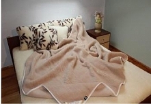 Koc beżowy z wełny owiec rasy Merynos (140 x 200) - BBD