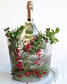Festive Frozen Ice Bucket: It's Made of ICE

bucket
smaller bucket or pot
greens & berries
water
freezer
Make sure your smaller bucket fits well into the larger. There ...