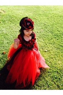 Flower girl dress Red and Black tutu dress, flower top, hydrangea top, toddler tutu dress