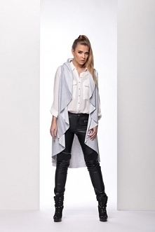 Szary bezrękawnik damski o luźnym fasonie