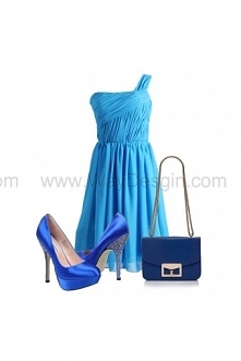 Ocean Blue One Shoulder Chiffon Bridesmaid Dress/Prom Dress Knee Length Short Dress