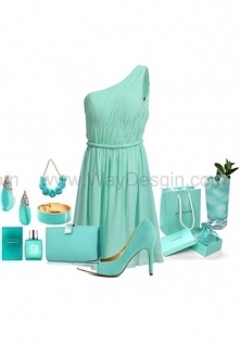 Mint Blue One Shoulder Chiffon Bridesmaid Dress/Prom Dress Knee Length Short Dress