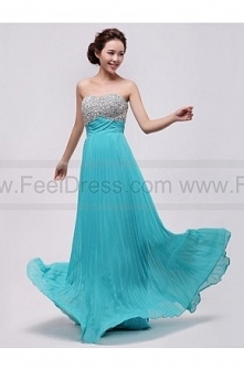 2014 Modern spring Strapless Simple Chiffon Bridesmaid/Blue Evening dress/Elegant Party/ Fashionable Beach Dress