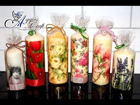 Decoupage tutorial - decorating candles with napkins