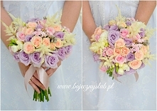 bukiet ślubny lila krem  łosoś wyk. Bajeczny Ślub