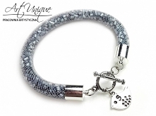 Bransoletka siatka STARDUST z ptaszkiem i inicjałem ~ ARTUNIQUE.PL